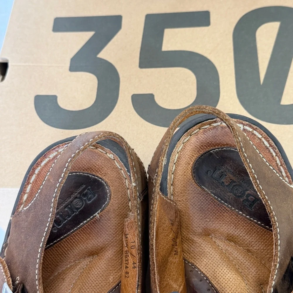Born Mens Fisherman Sandals Size 10 M Brown Leather‎ GUC! (Bin B8)